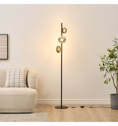 Lampadaire LED dimmable ultra design noir et verre fumé... 2