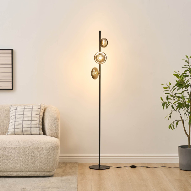 Lampadaire LED dimmable ultra design noir et...