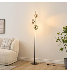 Lampadaire LED dimmable ultra design noir et verre fumé...