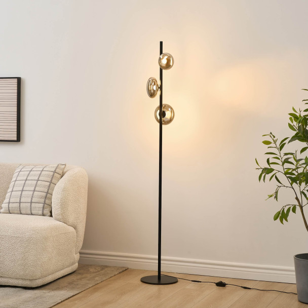 Lampadaire LED dimmable ultra design noir et...