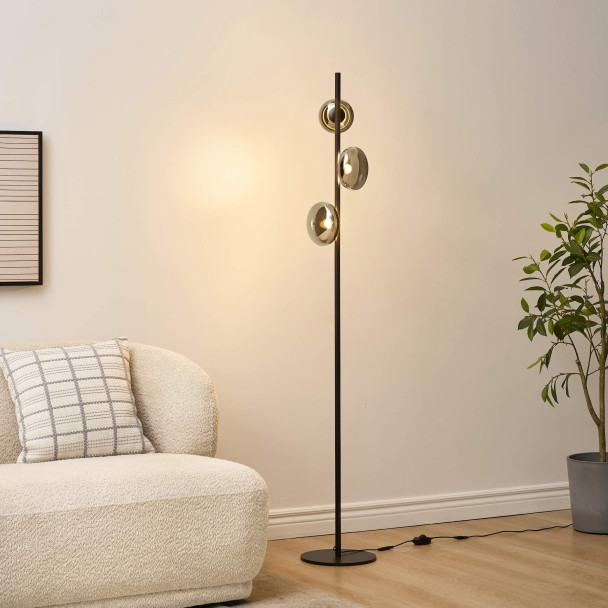 Lampadaire LED dimmable ultra design noir et...