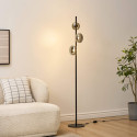 Lampadaire LED dimmable ultra design noir et verre fumé 160 cm - Rafaelli