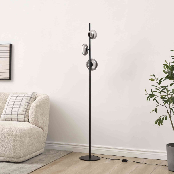 Lampadaire LED dimmable ultra design noir et...