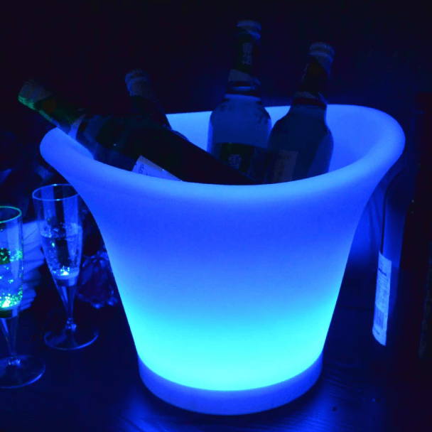 Seau à Glace LED Rechargeable - 12 Litres - 7 Couleurs Changeantes - Pour Champagne, Vin, Bière - Fêtes Et Bars - 5