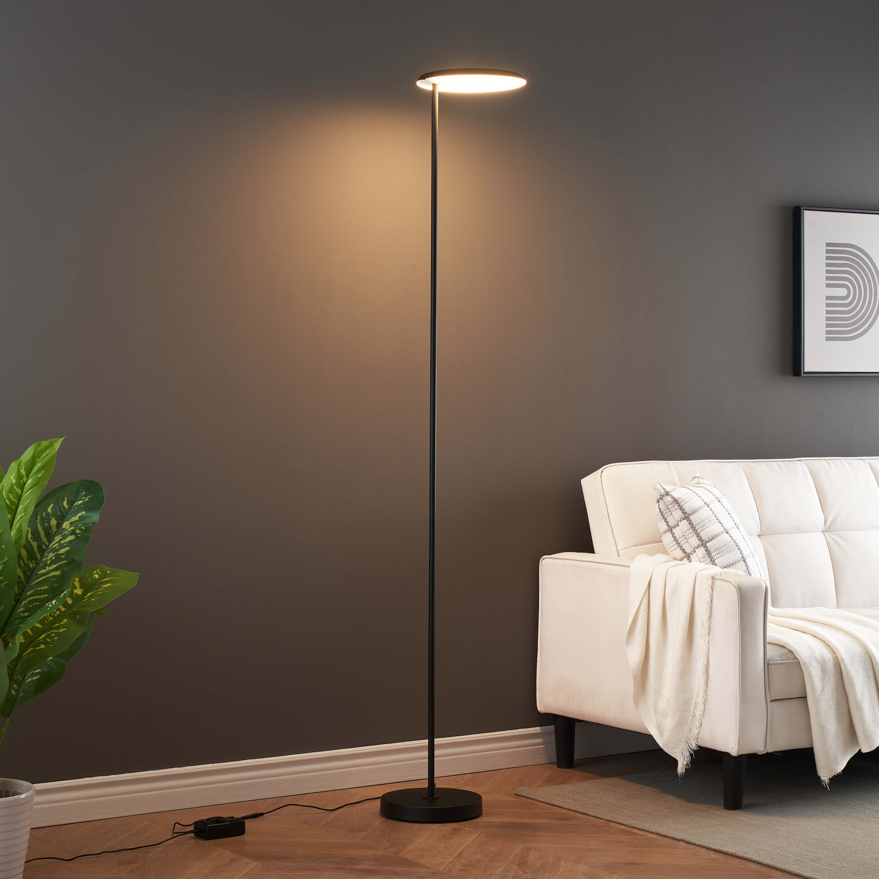 Lampadaire Salon Moderne Avec Abat-jour - Hauteur 140 Cm, Lumière LED Variable 3000K/4000K/6000K, Ampoule 9W Incluse